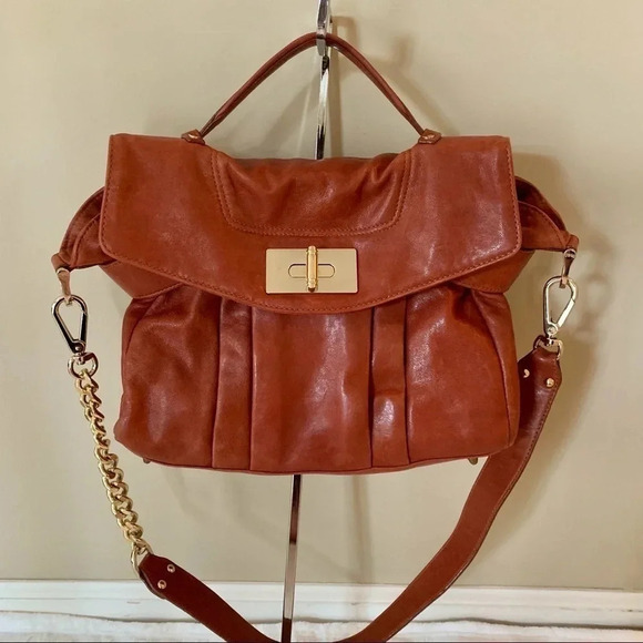 Be & D Maggie Sienna Leather Satchel Crossbody Handbag - Picture 5 of 12